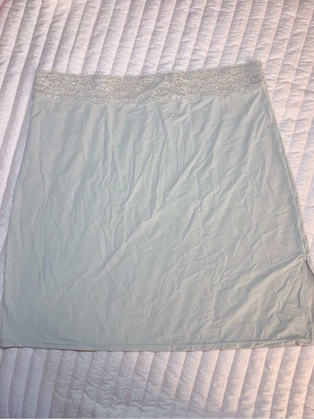 Jockey Life Collection Lace Trim Slip Skirt Size M Nude Beige